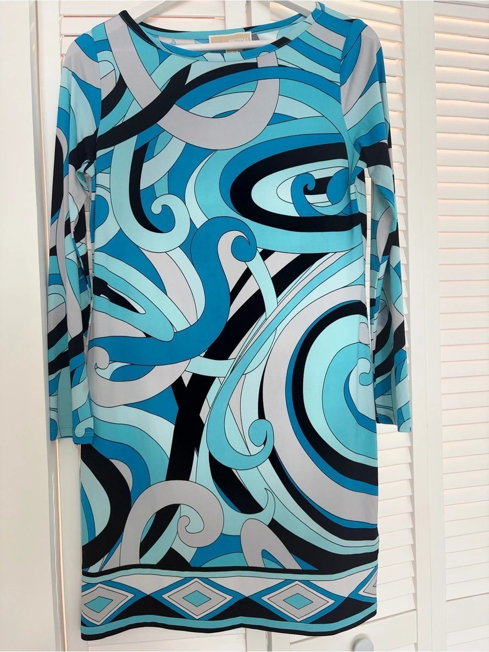 Michael Kors Abstract Print Long Sleeve Dress Size Medium